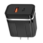 RSY USB + USB-C / Type-C 듀얼 포트 고속 충전 여행용 충전기, US 플러그, EU 플러그