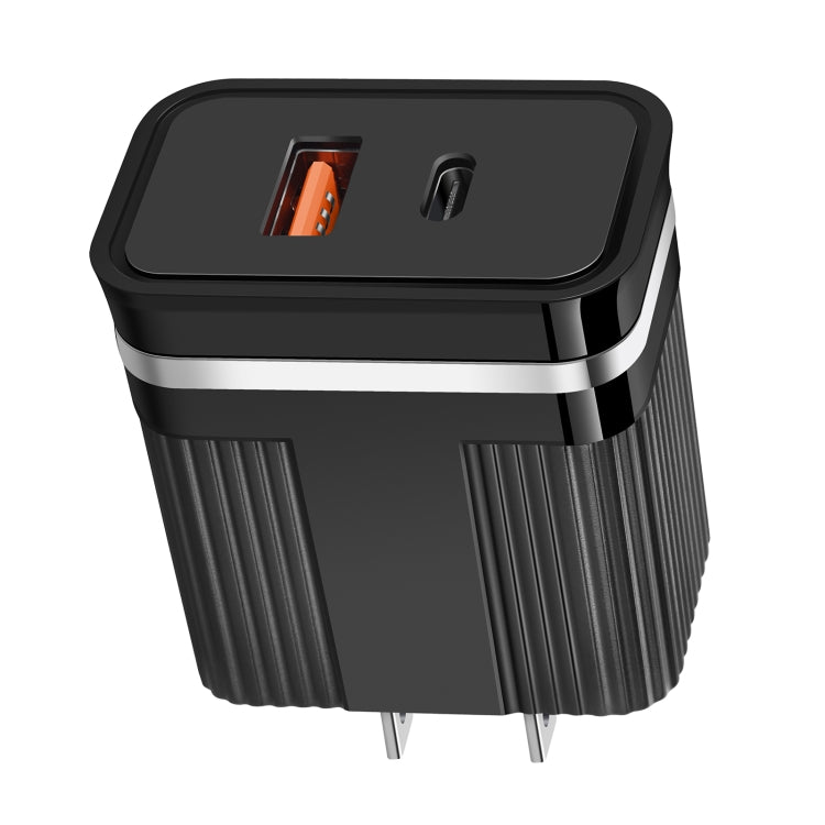 RSY USB + USB-C / Type-C 듀얼 포트 고속 충전 여행용 충전기, US 플러그, EU 플러그