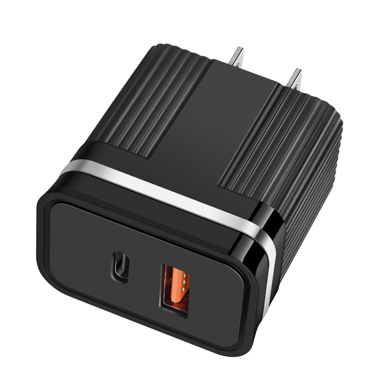 RSY USB + USB-C / Type-C 듀얼 포트 고속 충전 여행용 충전기, US 플러그, EU 플러그
