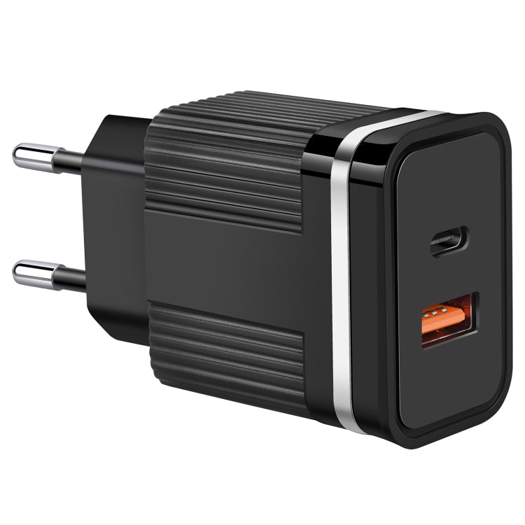 RSY USB + USB-C / Type-C 듀얼 포트 고속 충전 여행용 충전기, US 플러그, EU 플러그