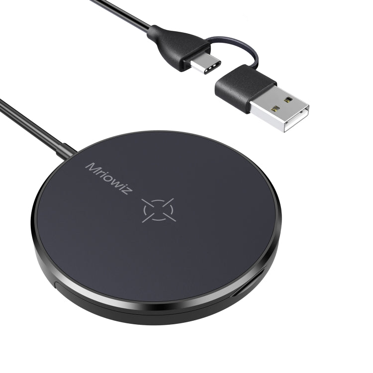 Mriowiz M-2001W 15W 데스크톱 MagSafe 자기 무선 충전기 iPhone 12 시리즈용, USB + USB-C / 타입-C 데이터 케이블 및 홀더 포함