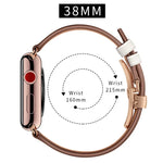 천연 가죽 + 나비형 로즈 골드 버클 교체용 시계줄, Apple Watch 시리즈 6 & SE & 5 & 4 40mm / 3 & 2 & 1 38mm용, Apple Watch 시리즈 7 41mm / 6 & SE & 5 & 4 40mm / 3 & 2 & 1 38mm용 로즈 골드 버클