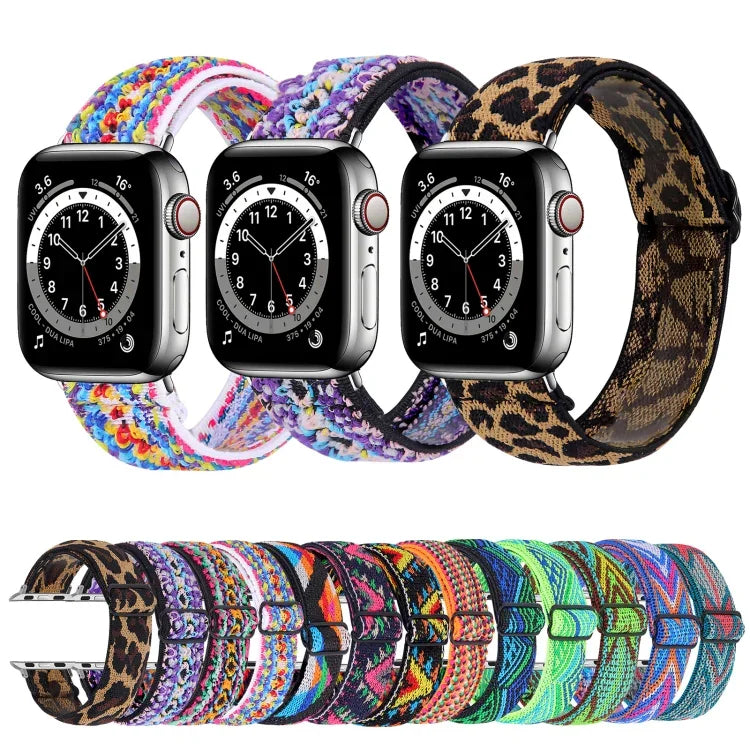 Elastic Watch Strap, For Apple Watch Series 7 45mm / 6 & SE & 5 & 4 44mm / 3 & 2 & 1 42mm, For Apple Watch Series 7 41mm / 6 & SE & 5 & 4 40mm / 3 & 2 & 1 38mm, For Apple Watch Apple Watch Series 7 45mm / 6 & SE & 5 & 4 44mm / 3 & 2 & 1 42mm           ...