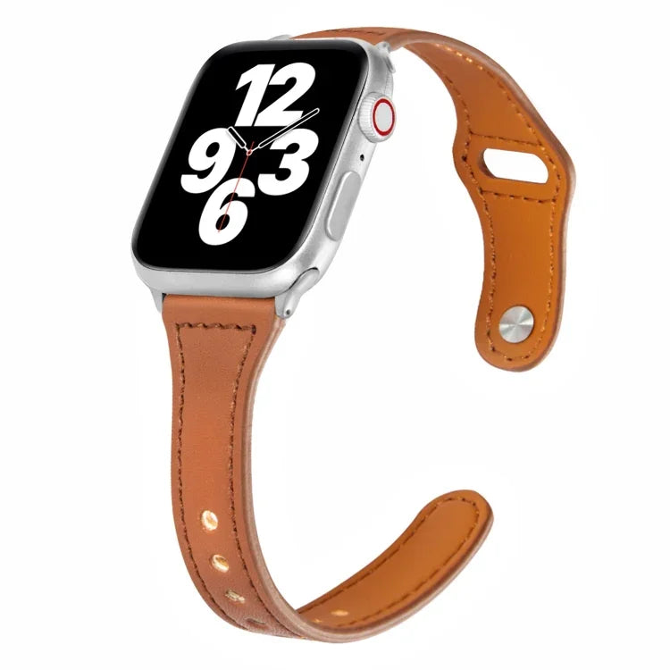 범용 T자형 얇은 역방향 버클 가죽 시계줄, Apple Watch Ultra 49mm / 시리즈 8&7 45mm / SE 2&6&SE&5&4 44mm / 3&2&1 42mm용, Apple Watch 시리즈 8&7 41mm / SE 2&6&SE&5&4 40mm / 3&2&1 38mm용
