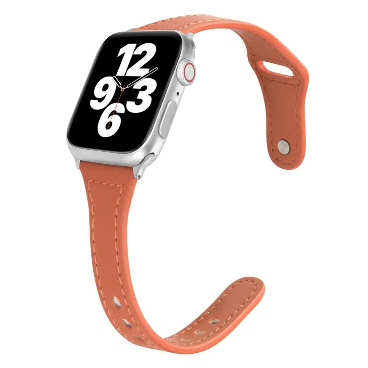 범용 T자형 얇은 역방향 버클 가죽 시계줄, Apple Watch Ultra 49mm / 시리즈 8&7 45mm / SE 2&6&SE&5&4 44mm / 3&2&1 42mm용, Apple Watch 시리즈 8&7 41mm / SE 2&6&SE&5&4 40mm / 3&2&1 38mm용