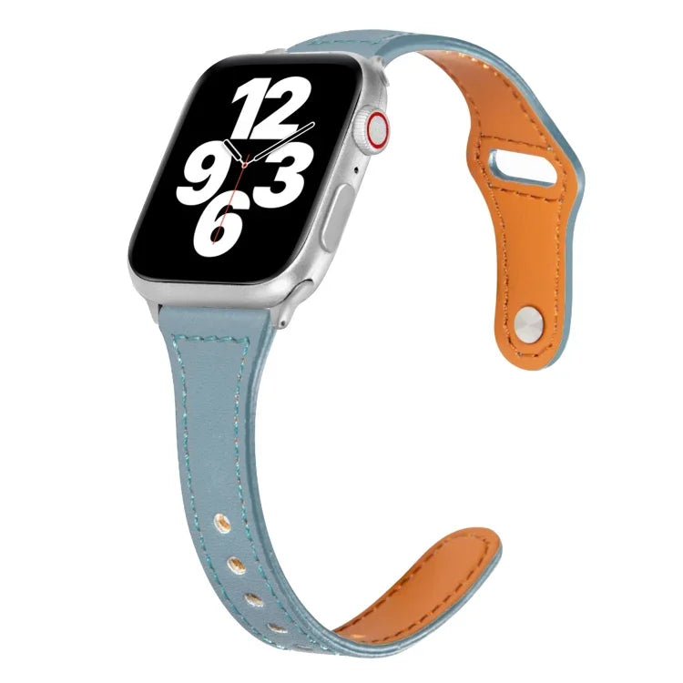 범용 T자형 얇은 역방향 버클 가죽 시계줄, Apple Watch Ultra 49mm / 시리즈 8&7 45mm / SE 2&6&SE&5&4 44mm / 3&2&1 42mm용, Apple Watch 시리즈 8&7 41mm / SE 2&6&SE&5&4 40mm / 3&2&1 38mm용