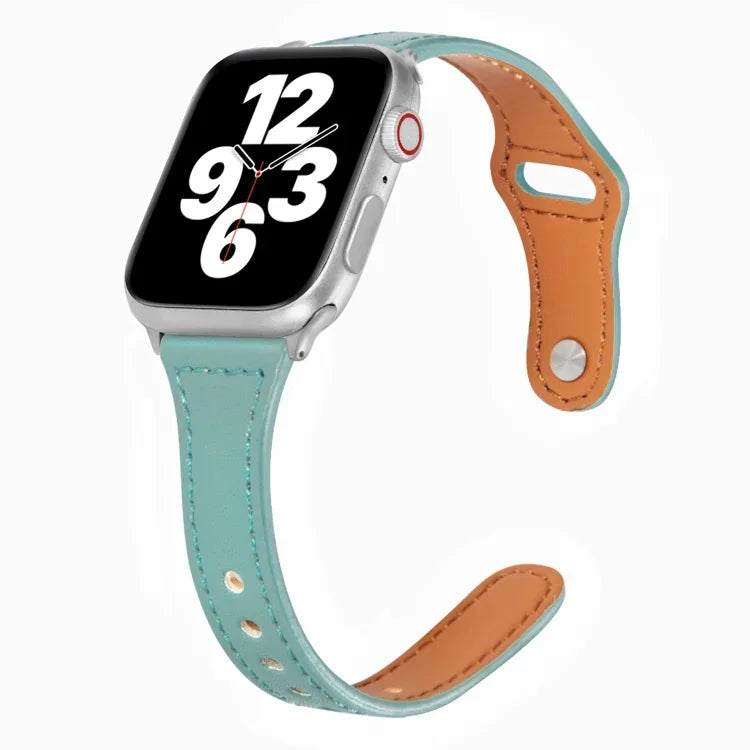 범용 T자형 얇은 역방향 버클 가죽 시계줄, Apple Watch Ultra 49mm / 시리즈 8&7 45mm / SE 2&6&SE&5&4 44mm / 3&2&1 42mm용, Apple Watch 시리즈 8&7 41mm / SE 2&6&SE&5&4 40mm / 3&2&1 38mm용