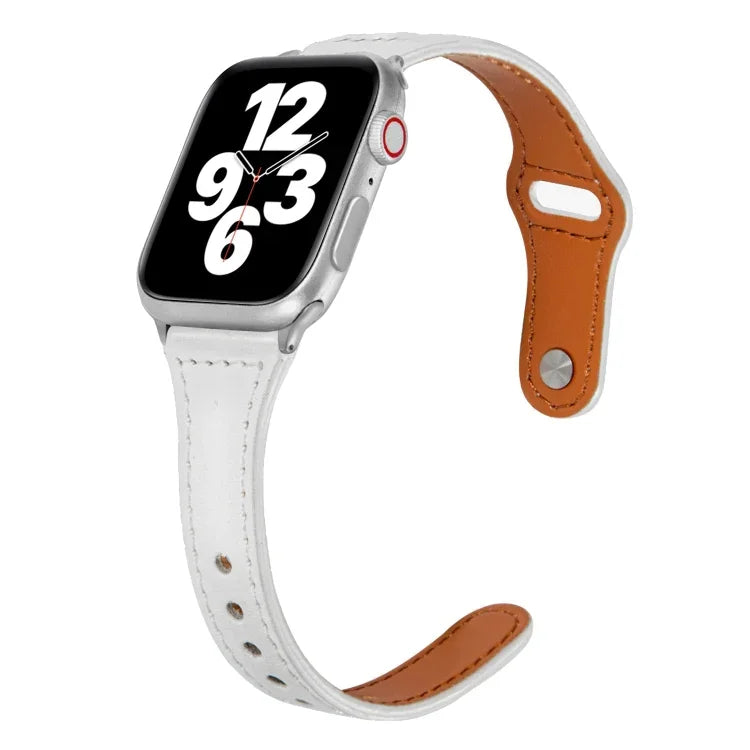 범용 T자형 얇은 역방향 버클 가죽 시계줄, Apple Watch Ultra 49mm / 시리즈 8&7 45mm / SE 2&6&SE&5&4 44mm / 3&2&1 42mm용, Apple Watch 시리즈 8&7 41mm / SE 2&6&SE&5&4 40mm / 3&2&1 38mm용