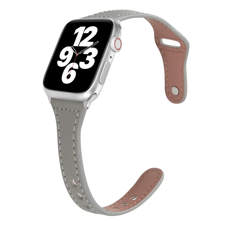 범용 T자형 얇은 역방향 버클 가죽 시계줄, Apple Watch Ultra 49mm / 시리즈 8&7 45mm / SE 2&6&SE&5&4 44mm / 3&2&1 42mm용, Apple Watch 시리즈 8&7 41mm / SE 2&6&SE&5&4 40mm / 3&2&1 38mm용