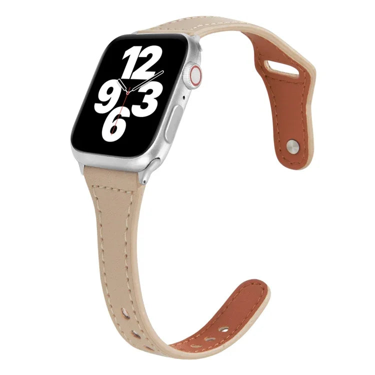 범용 T자형 얇은 역방향 버클 가죽 시계줄, Apple Watch Ultra 49mm / 시리즈 8&7 45mm / SE 2&6&SE&5&4 44mm / 3&2&1 42mm용, Apple Watch 시리즈 8&7 41mm / SE 2&6&SE&5&4 40mm / 3&2&1 38mm용