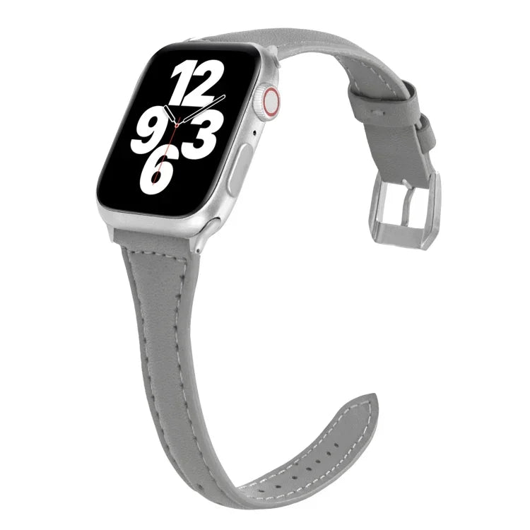 Universal T-shaped Thin Leather Watch Strap, For Apple Watch Series 7 45mm / 6 & SE & 5 & 4 44mm / 3 & 2 & 1 42mm, For Apple Watch Series 7 41mm / 6 & SE & 5 & 4 40mm / 3 & 2 & 1 38mm                                                                     ...
