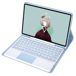 iPad Air 11 2024 / 2025 / Air 4 10.9 2020 / Air 5 10.9 2022용 분리형 캔디 컬러 스킨 느낌 텍스처 라운드 키캡 블루투스 키보드 가죽 케이스, 터치 컨트롤 포함 (퍼플), iPad 10.2 2020 & 2019 / Air 2019 / Pro 10.5인치용
