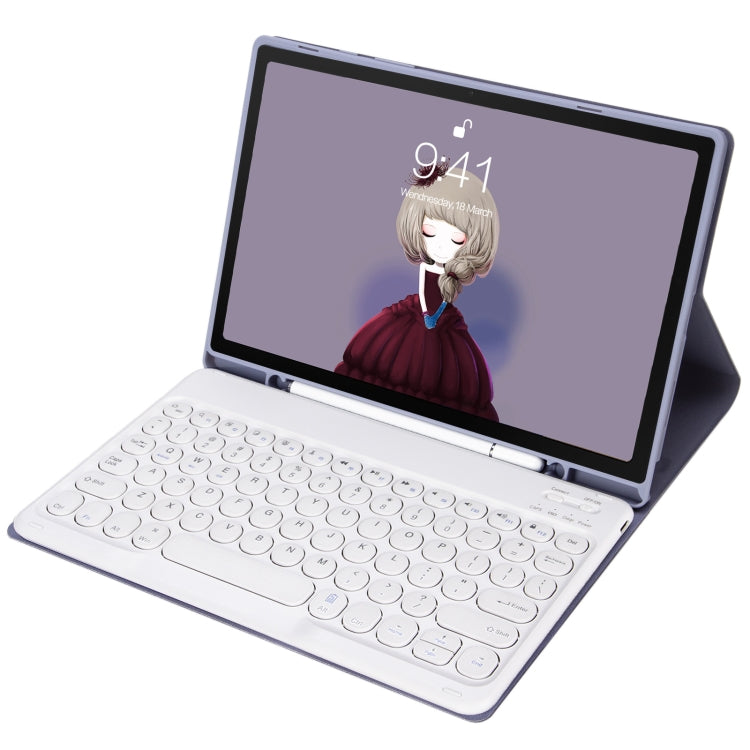 iPad Air 4 2020 / Air 5 2022 / Pro 11인치 2022 / 2021 / 2020 / 2018용 분리형 캔디 컬러 스킨 느낌 텍스처 라운드 키캡 블루투스 키보드 가죽 케이스 (화이트 아이스), iPad Air 11 2024 / 2025 / Air 2020 10.9인치용
