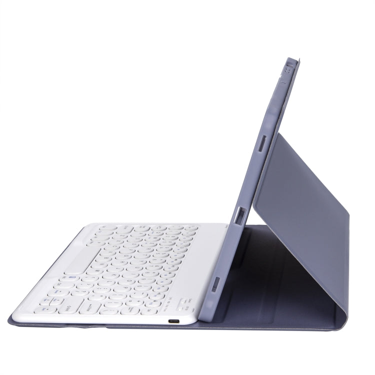 iPad Air 4 2020 / Air 5 2022 / Pro 11인치 2022 / 2021 / 2020 / 2018용 분리형 캔디 컬러 스킨 느낌 텍스처 라운드 키캡 블루투스 키보드 가죽 케이스 (화이트 아이스), iPad Air 11 2024 / 2025 / Air 2020 10.9인치용