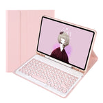 iPad Air 4 2020 / Air 5 2022 / Pro 11인치 2022 / 2021 / 2020 / 2018용 분리형 캔디 컬러 스킨 느낌 텍스처 라운드 키캡 블루투스 키보드 가죽 케이스 (화이트 아이스), iPad Air 11 2024 / 2025 / Air 2020 10.9인치용
