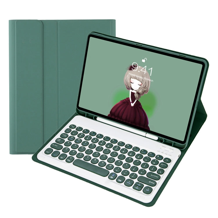 iPad Air 4 2020 / Air 5 2022 / Pro 11인치 2022 / 2021 / 2020 / 2018용 분리형 캔디 컬러 스킨 느낌 텍스처 라운드 키캡 블루투스 키보드 가죽 케이스 (화이트 아이스), iPad Air 11 2024 / 2025 / Air 2020 10.9인치용