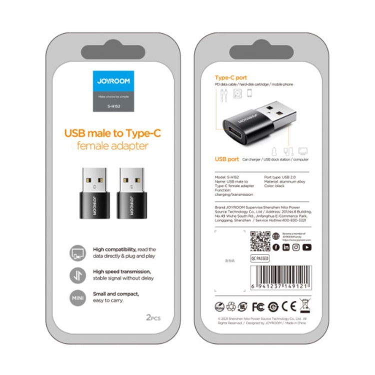 JOYROOM S-H152 3A USB 수컷 to USB-C / 타입-C 암컷 OTG 어댑터, S-H152