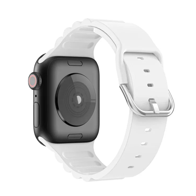 비즈니스 B 스타일 실리콘 시계줄, Apple Watch 시리즈 7 45mm / 6 & SE & 5 & 4 44mm / 3 & 2 & 1 42mm용, Apple Watch Ultra 49mm / 시리즈 8&7 45mm / SE 2&6&SE&5&4 44mm / 3&2&1 42mm용