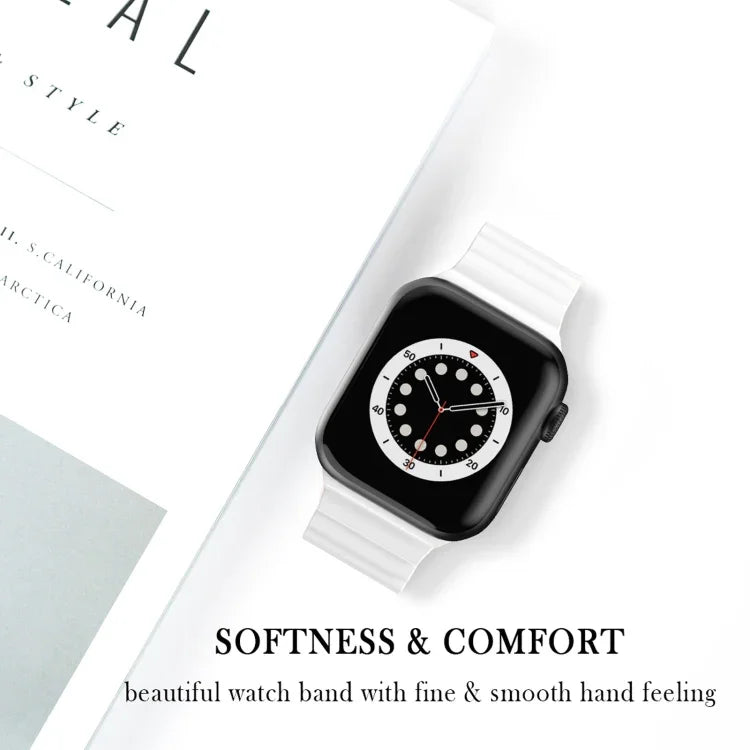 비즈니스 B 스타일 실리콘 시계줄, Apple Watch 시리즈 7 45mm / 6 & SE & 5 & 4 44mm / 3 & 2 & 1 42mm용, Apple Watch Ultra 49mm / 시리즈 8&7 45mm / SE 2&6&SE&5&4 44mm / 3&2&1 42mm용