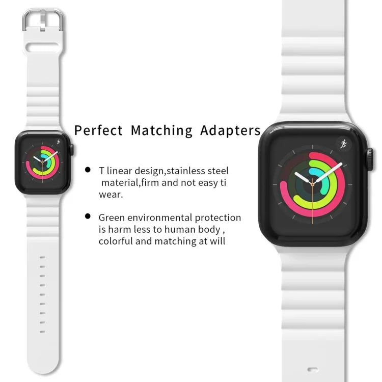 비즈니스 B 스타일 실리콘 시계줄, Apple Watch 시리즈 7 45mm / 6 & SE & 5 & 4 44mm / 3 & 2 & 1 42mm용, Apple Watch Ultra 49mm / 시리즈 8&7 45mm / SE 2&6&SE&5&4 44mm / 3&2&1 42mm용