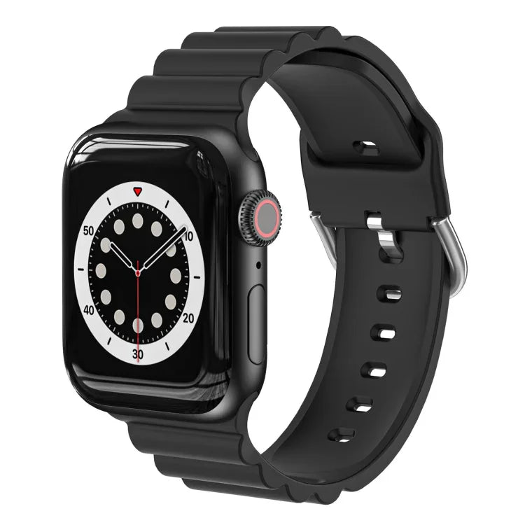 비즈니스 B 스타일 실리콘 시계줄, Apple Watch 시리즈 7 45mm / 6 & SE & 5 & 4 44mm / 3 & 2 & 1 42mm용, Apple Watch Ultra 49mm / 시리즈 8&7 45mm / SE 2&6&SE&5&4 44mm / 3&2&1 42mm용