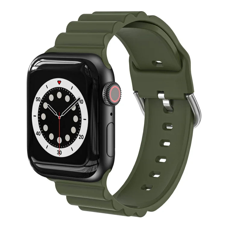 비즈니스 B 스타일 실리콘 시계줄, Apple Watch 시리즈 7 45mm / 6 & SE & 5 & 4 44mm / 3 & 2 & 1 42mm용, Apple Watch Ultra 49mm / 시리즈 8&7 45mm / SE 2&6&SE&5&4 44mm / 3&2&1 42mm용