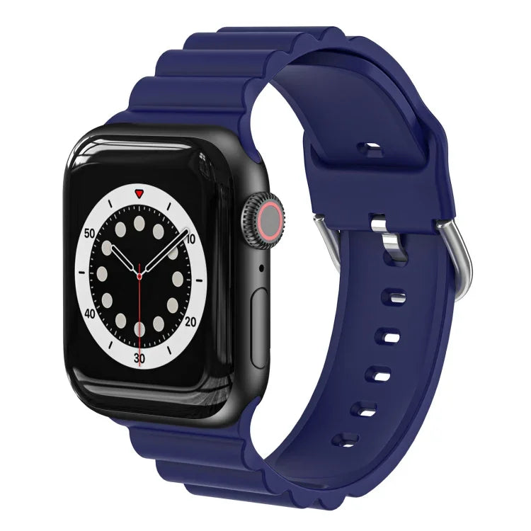 비즈니스 B 스타일 실리콘 시계줄, Apple Watch 시리즈 7 45mm / 6 & SE & 5 & 4 44mm / 3 & 2 & 1 42mm용, Apple Watch Ultra 49mm / 시리즈 8&7 45mm / SE 2&6&SE&5&4 44mm / 3&2&1 42mm용