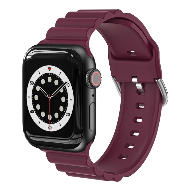 비즈니스 B 스타일 실리콘 시계줄, Apple Watch 시리즈 7 45mm / 6 & SE & 5 & 4 44mm / 3 & 2 & 1 42mm용, Apple Watch Ultra 49mm / 시리즈 8&7 45mm / SE 2&6&SE&5&4 44mm / 3&2&1 42mm용