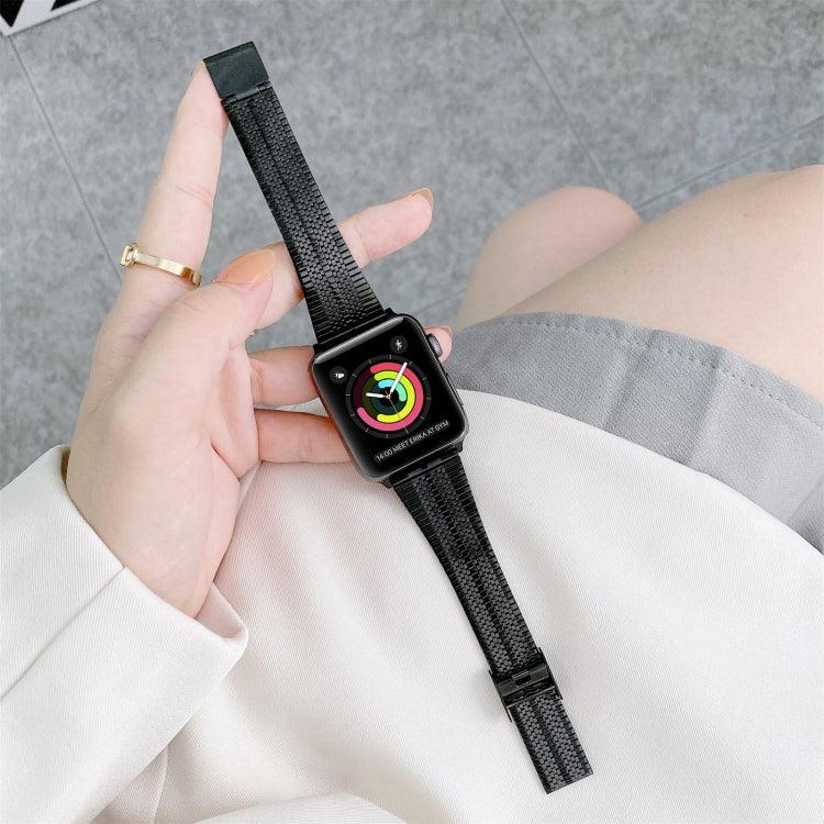Double Lines Steel Replacement Strap Watchband for Apple Watch Series 7, 6, SE, 5, 4 in black, apple watch steel replacement strap