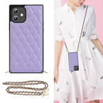Elegant Rhombic Pattern Microfiber Leather +TPU Shockproof Case with Crossbody Strap Chain, For iPhone 12 mini, For iPhone 12 / 12 Pro, For iPhone 12 Pro Max
