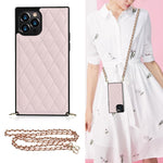 Elegant Rhombic Pattern Microfiber Leather +TPU Shockproof Case with Crossbody Strap Chain, For iPhone 12 mini, For iPhone 12 / 12 Pro, For iPhone 12 Pro Max
