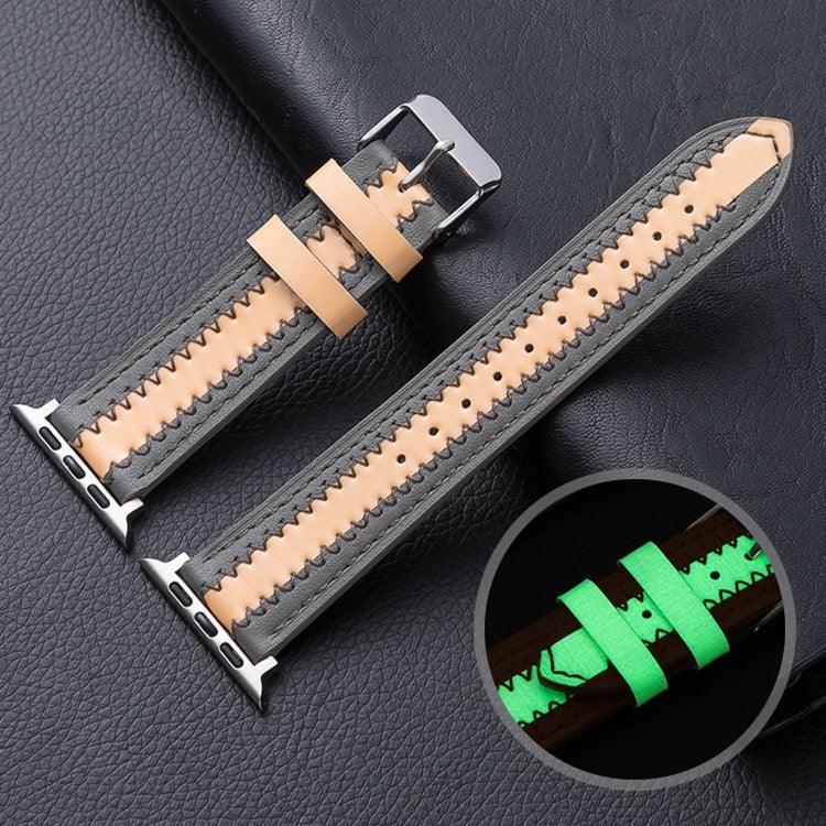 소가죽 발광 교체용 시계줄, 애플 워치 시리즈 7 41mm / & 6 & SE & 5 & 4 40mm용, 애플 워치 시리즈 7 45mm / & 6 & SE & 5 & 4 44mm용