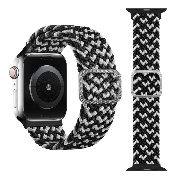 버클 브레이디드 엘라스틱 스트랩 시계 밴드, Apple Watch 시리즈 9&8&7 41mm / SE 3&SE 2&6&SE&5&4 40mm / 3&2&1 38mm(무지개 색상), Apple Watch 시리즈 7 45mm / 6 & SE & 5 & 4 44mm / 3 & 2 & 1 42mm용