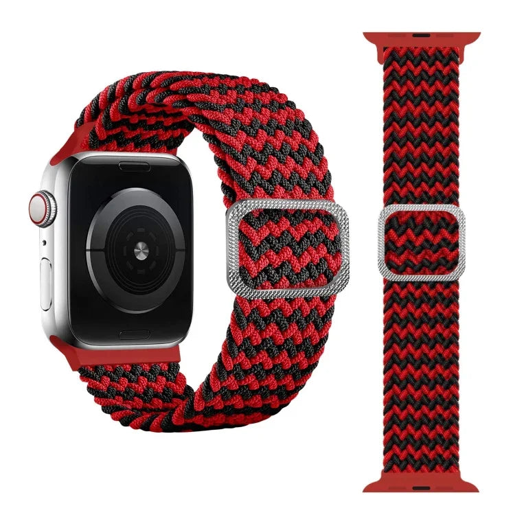 버클 브레이디드 엘라스틱 스트랩 시계 밴드, Apple Watch 시리즈 9&8&7 41mm / SE 3&SE 2&6&SE&5&4 40mm / 3&2&1 38mm(무지개 색상), Apple Watch 시리즈 7 45mm / 6 & SE & 5 & 4 44mm / 3 & 2 & 1 42mm용