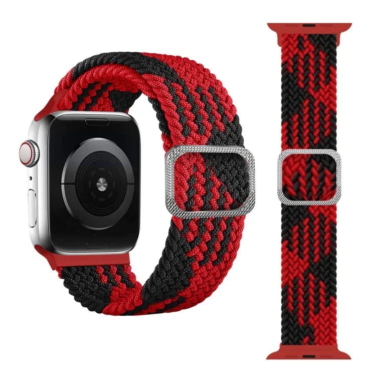 버클 브레이디드 엘라스틱 스트랩 시계 밴드, Apple Watch 시리즈 9&8&7 41mm / SE 3&SE 2&6&SE&5&4 40mm / 3&2&1 38mm(무지개 색상), Apple Watch 시리즈 7 45mm / 6 & SE & 5 & 4 44mm / 3 & 2 & 1 42mm용