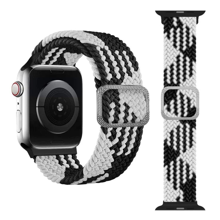 버클 브레이디드 엘라스틱 스트랩 시계 밴드, Apple Watch 시리즈 9&8&7 41mm / SE 3&SE 2&6&SE&5&4 40mm / 3&2&1 38mm(무지개 색상), Apple Watch 시리즈 7 45mm / 6 & SE & 5 & 4 44mm / 3 & 2 & 1 42mm용