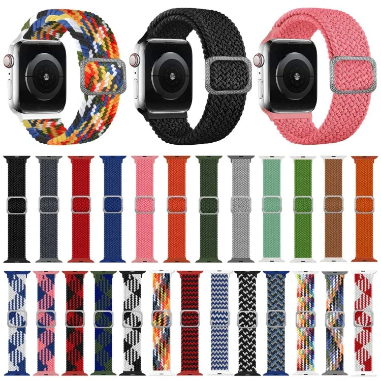 버클 브레이디드 엘라스틱 스트랩 시계 밴드, Apple Watch 시리즈 9&8&7 41mm / SE 3&SE 2&6&SE&5&4 40mm / 3&2&1 38mm(무지개 색상), Apple Watch 시리즈 7 45mm / 6 & SE & 5 & 4 44mm / 3 & 2 & 1 42mm용