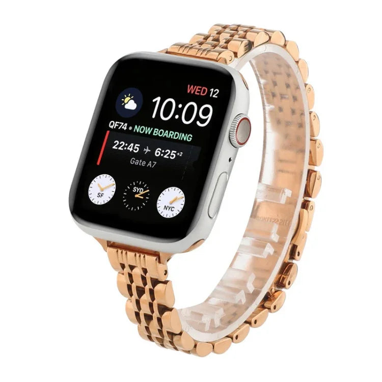 작은 허리 7구 스테인리스 스틸 스트랩 시계 밴드, Apple Watch 시리즈 6 & SE &용, Apple Watch 시리즈 7 45mm / 6 & SE & 5 & 4 44mm / 3 & 2 & 1 42mm용, Apple Watch 시리즈 8&7 41mm / SE 2&6&SE&5&4 40mm / 3&2&1 38mm용