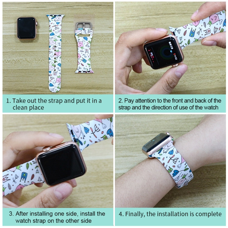 실리콘 인쇄 일체형 교체 시계 케이스 시계줄, Apple Watch 시리즈 6 / 5 / 4 / Watch SE 44mm용, Apple Watch 시리즈 6 / 5 / 4 / Watch SE 40mm용, Apple Watch 시리즈 3 & 2 & 1 42mm용