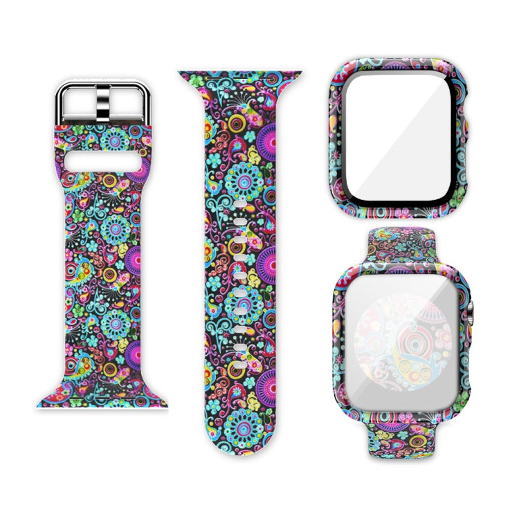 실리콘 인쇄 일체형 교체 시계 케이스 시계줄, Apple Watch 시리즈 6 / 5 / 4 / Watch SE 44mm용, Apple Watch 시리즈 6 / 5 / 4 / Watch SE 40mm용, Apple Watch 시리즈 3 & 2 & 1 42mm용