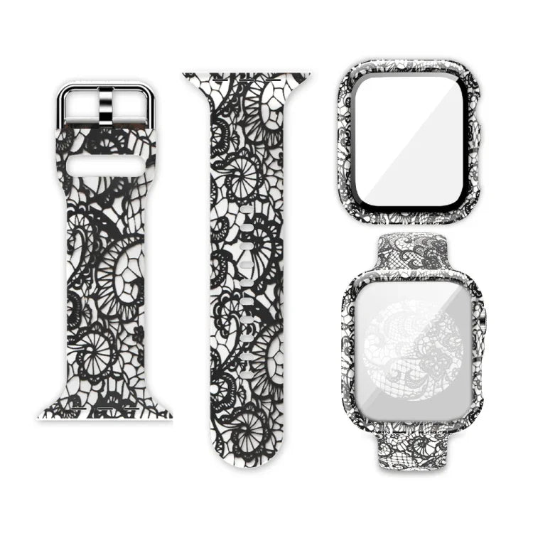 Silicone Printing Integrated Replacement Watch Case Watchband, For Apple Watch Series 3 & 2 & 1 38mm