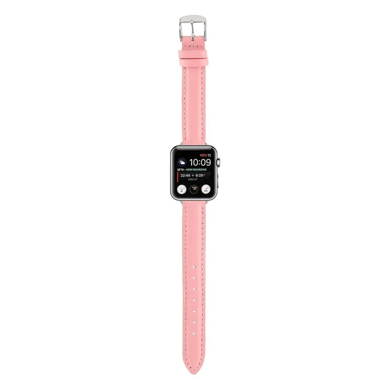 14mm 슬림 천연 가죽 스트랩 시계 밴드, Apple Watch 시리즈 7 45mm / 6 & SE & 5 & 4 44mm / 3 & 2 & 1 42mm용, 7 41mm / 6 & SE & 5 & 4 40mm / 3 & 2 & 1 38mm용