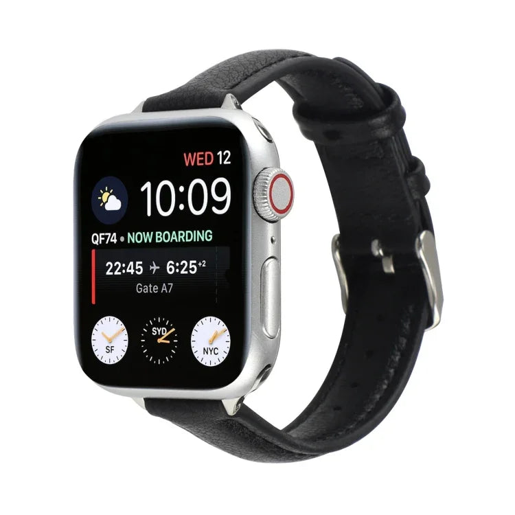 14mm 슬림 천연 가죽 스트랩 시계 밴드, Apple Watch 시리즈 7 45mm / 6 & SE & 5 & 4 44mm / 3 & 2 & 1 42mm용, 7 41mm / 6 & SE & 5 & 4 40mm / 3 & 2 & 1 38mm용