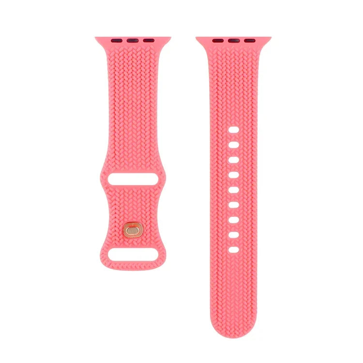 짜임무늬 8자 버클 실리콘 스트랩 시계 밴드, Apple Watch 시리즈 7 45mm / 6 & SE & 5 & 4 44mm / 3 & 2 & 1 42mm용, 7 41mm / 6 & SE & 5 & 4 40mm / 3 & 2 & 1 38mm용