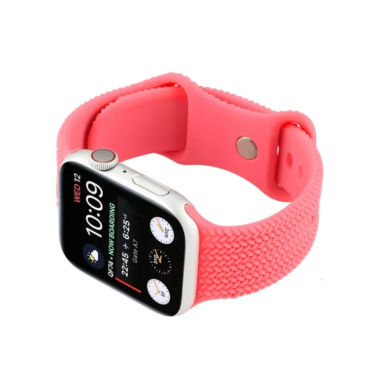 짜임무늬 8자 버클 실리콘 스트랩 시계 밴드, Apple Watch 시리즈 7 45mm / 6 & SE & 5 & 4 44mm / 3 & 2 & 1 42mm용, 7 41mm / 6 & SE & 5 & 4 40mm / 3 & 2 & 1 38mm용