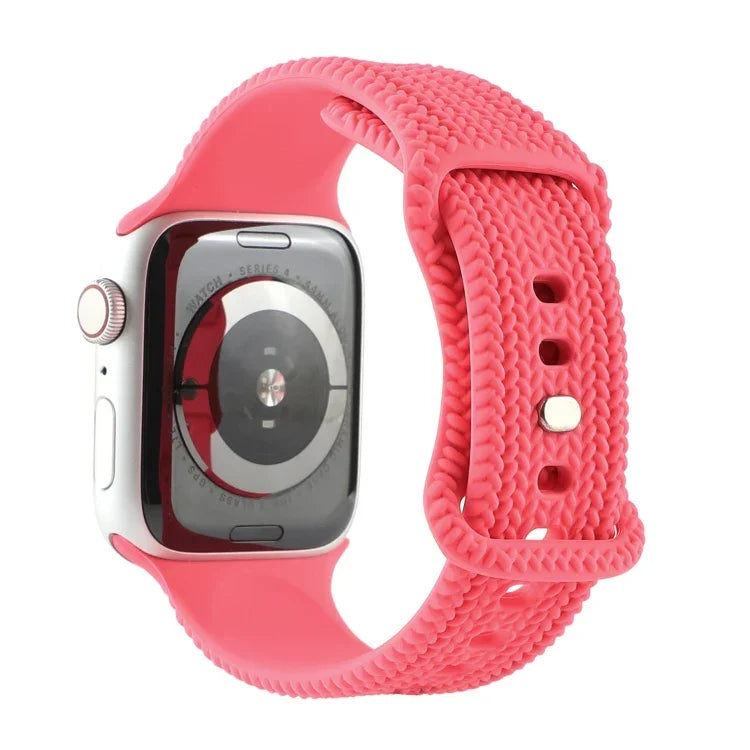 짜임무늬 8자 버클 실리콘 스트랩 시계 밴드, Apple Watch 시리즈 7 45mm / 6 & SE & 5 & 4 44mm / 3 & 2 & 1 42mm용, 7 41mm / 6 & SE & 5 & 4 40mm / 3 & 2 & 1 38mm용