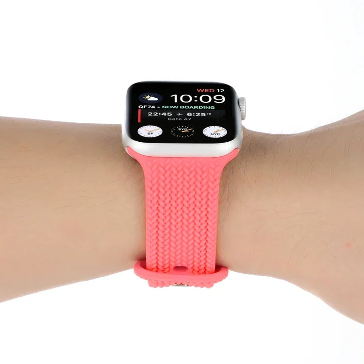짜임무늬 8자 버클 실리콘 스트랩 시계 밴드, Apple Watch 시리즈 7 45mm / 6 & SE & 5 & 4 44mm / 3 & 2 & 1 42mm용, 7 41mm / 6 & SE & 5 & 4 40mm / 3 & 2 & 1 38mm용