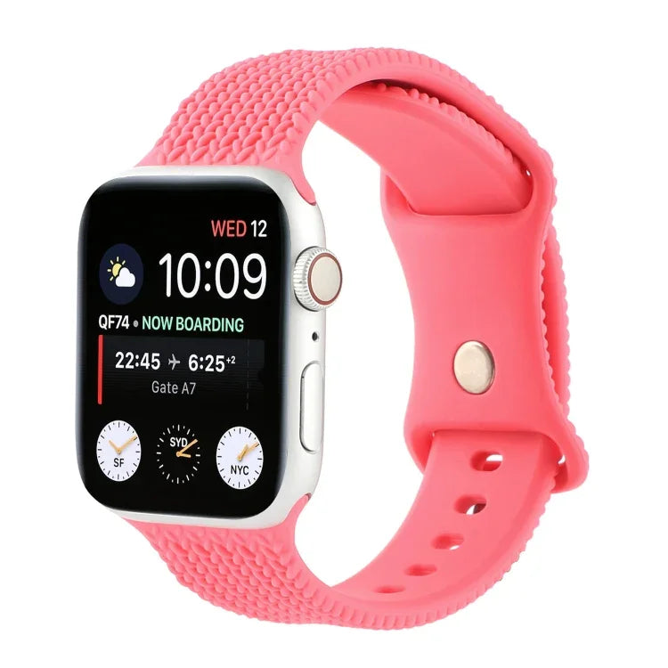 짜임무늬 8자 버클 실리콘 스트랩 시계 밴드, Apple Watch 시리즈 7 45mm / 6 & SE & 5 & 4 44mm / 3 & 2 & 1 42mm용, 7 41mm / 6 & SE & 5 & 4 40mm / 3 & 2 & 1 38mm용