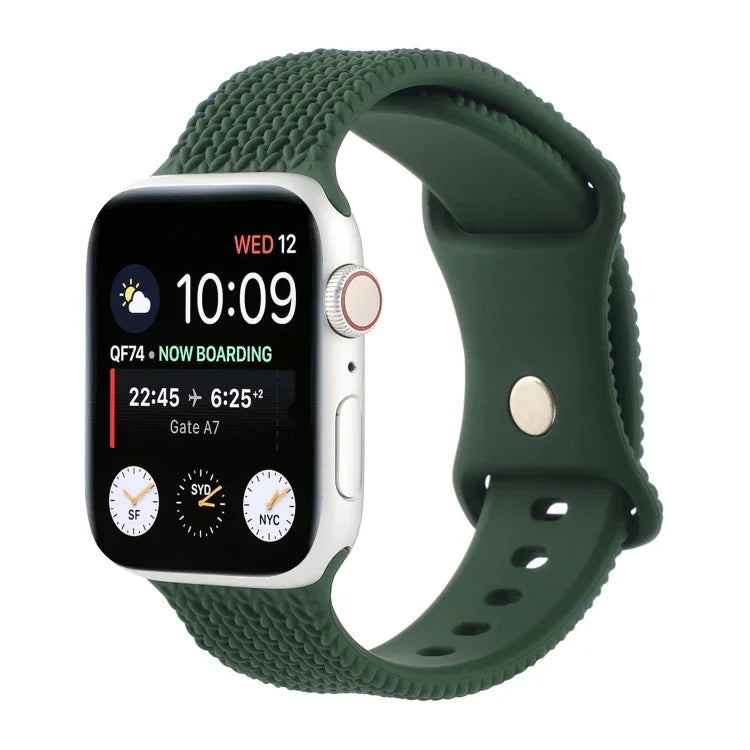 짜임무늬 8자 버클 실리콘 스트랩 시계 밴드, Apple Watch 시리즈 7 45mm / 6 & SE & 5 & 4 44mm / 3 & 2 & 1 42mm용, 7 41mm / 6 & SE & 5 & 4 40mm / 3 & 2 & 1 38mm용