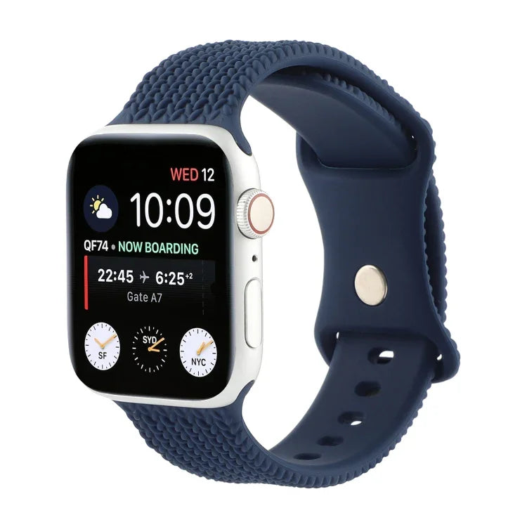 짜임무늬 8자 버클 실리콘 스트랩 시계 밴드, Apple Watch 시리즈 7 45mm / 6 & SE & 5 & 4 44mm / 3 & 2 & 1 42mm용, 7 41mm / 6 & SE & 5 & 4 40mm / 3 & 2 & 1 38mm용